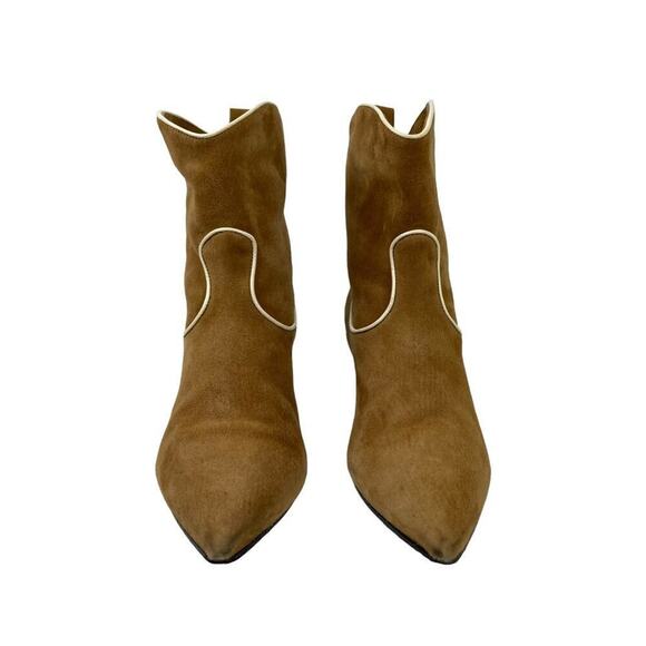 L`autre Chose Women's Leather Suede Pointed Western Heel Ankle Boots Size 38 Tan - Picture 7 of 15